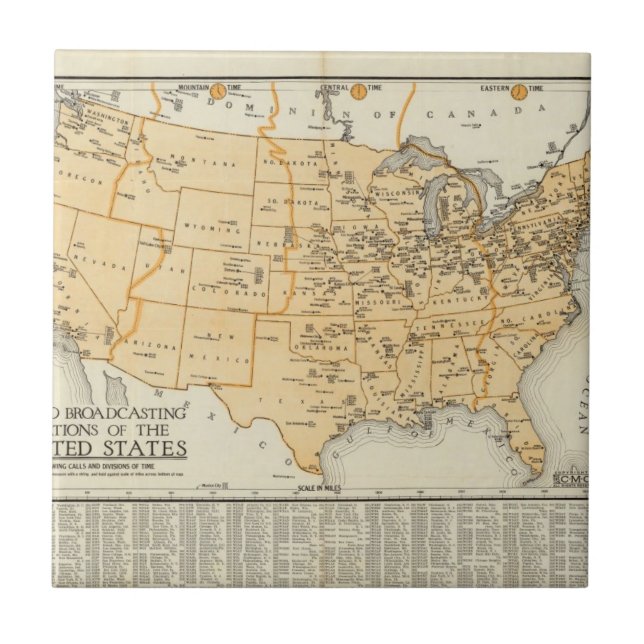 Radio Broadcasting Stations Of The United States Ceramic Tile (Front)