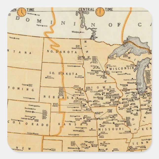 Radio Broadcasting Stations Of The United States Square Sticker (Front)