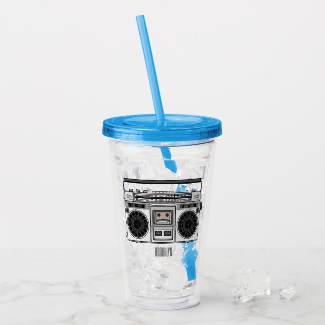 Radio cartoon illustration  acrylic tumbler (Front Ice)