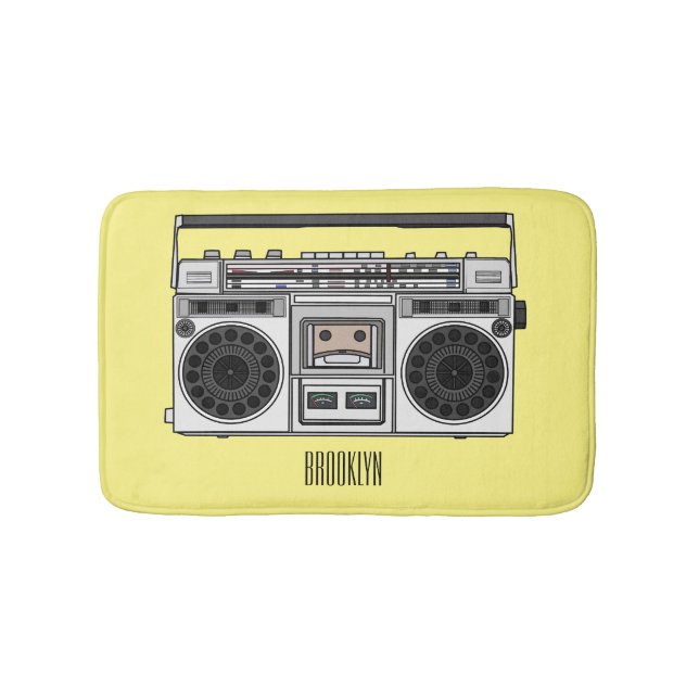 Radio cartoon illustration  bath mat (Front)