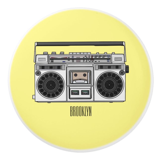 Radio cartoon illustration  ceramic knob (Front)