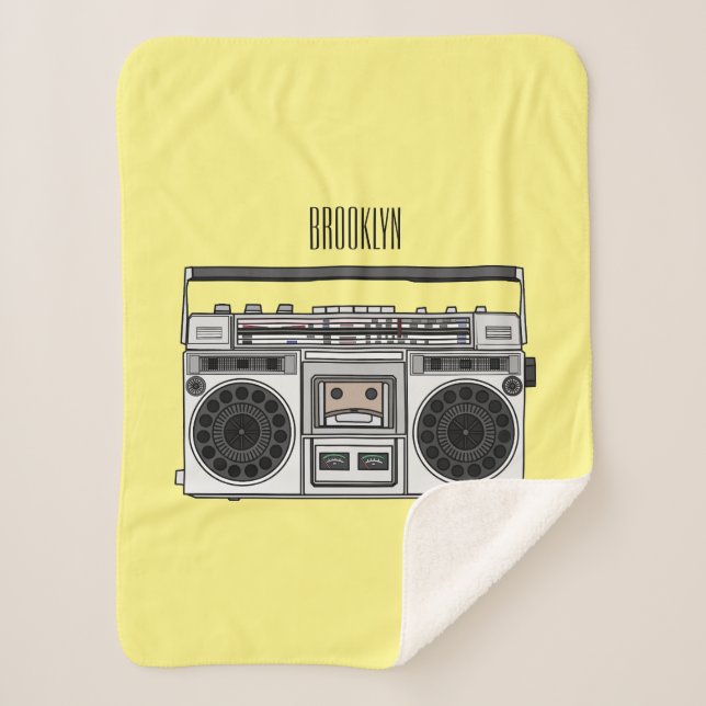 Radio cartoon illustration sherpa blanket (Front)