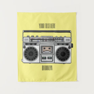 Radio cartoon illustration tapestry