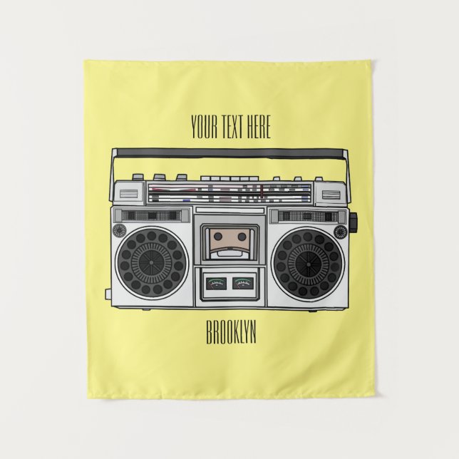 Radio cartoon illustration  tapestry (Front)