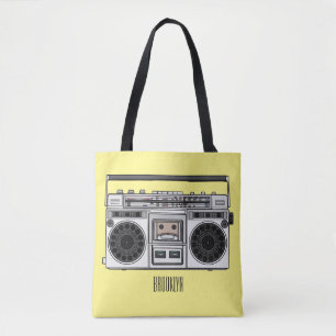 Radio cartoon illustration tote bag
