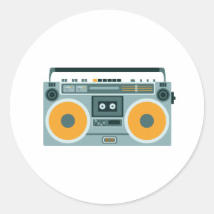 Radio Cassette Player Classic Round Sticker