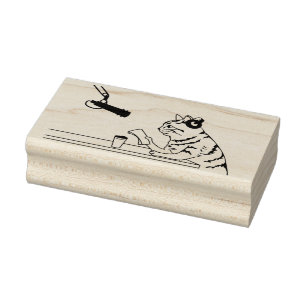 radio cat art stamp