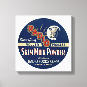 Radio Extra Grade Roller Process Skim Milk Powder. Canvas Print