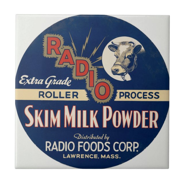 Radio Extra Grade Roller Process Skim Milk Powder. Ceramic Tile (Front)