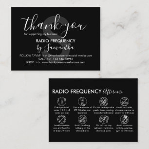 Radio Frequency Skin Tighten Aftercare Thank you Business Card