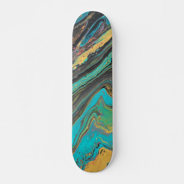 Radio King 3 Turquoise Abstract Skateboard Deck (Front)