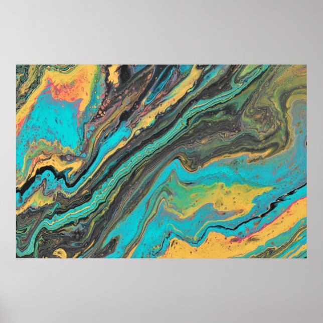 Radio King 3 Turquoise Acrylic Abstract Poster  (Front)