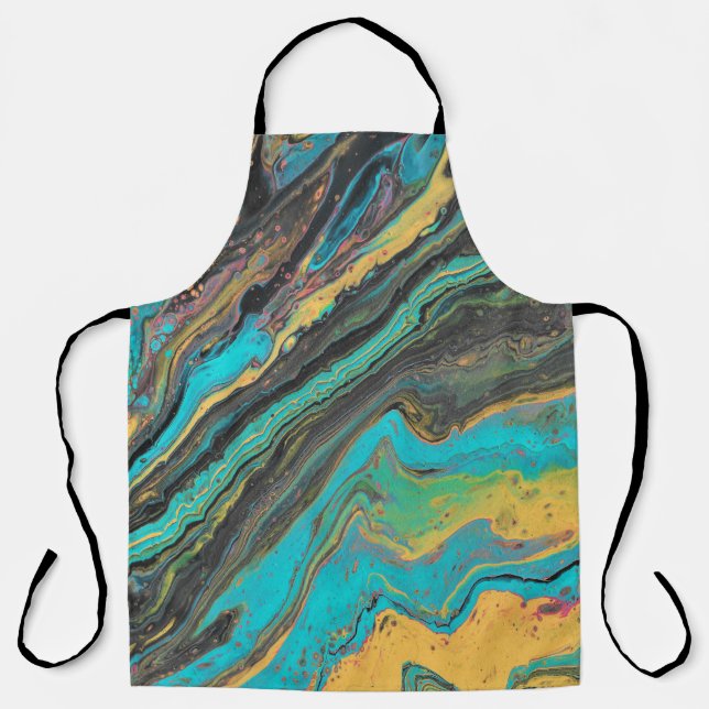 Radio King 3 Turquoise Geode Acrylic Abstract Apro Apron (Front)
