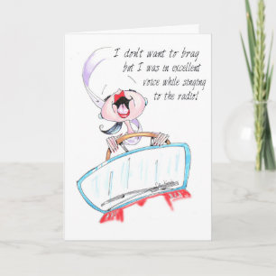 Radio Singiing Funny women birthday card, Funny Card