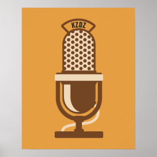 Radio Station Microphone Logo with Name Poster