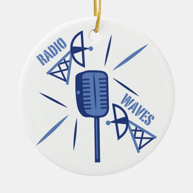 Radio Waves Ceramic Ornament (Front)