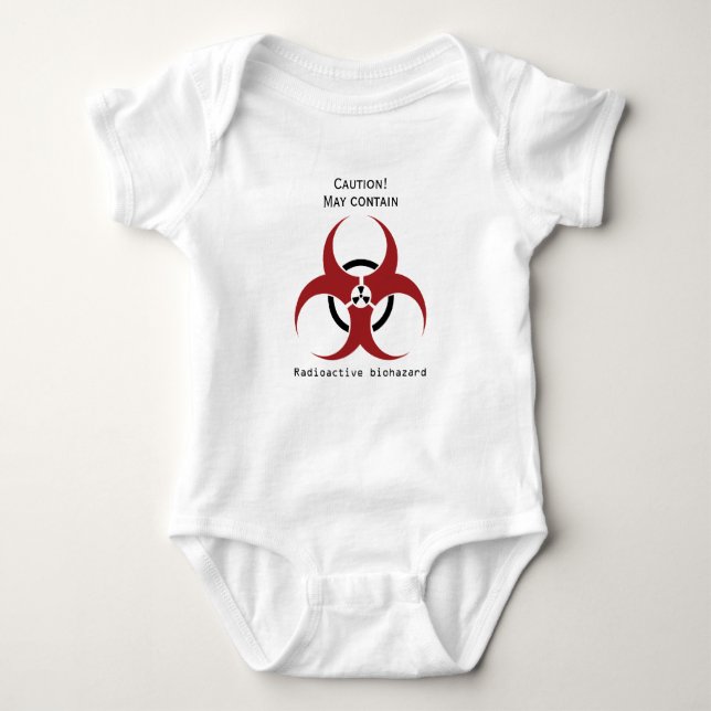 Radioactive Biohazard symbol in red and black Baby Bodysuit (Front)