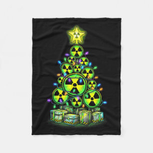 Radioactive Christmas Tree Graphic Nuclear Warning Fleece Blanket