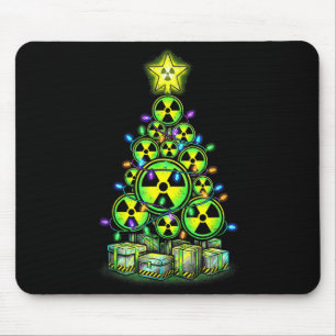 Radioactive Christmas Tree Graphic Nuclear Warning Mouse Pad