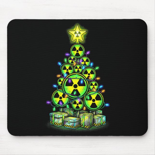 Radioactive Christmas Tree Graphic Nuclear Warning Mouse Pad (Front)