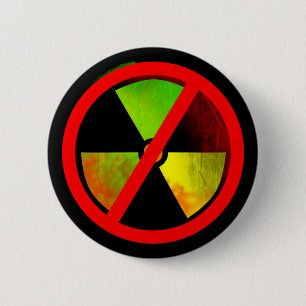 Radioactive Grunge No-Nukes Symbol 6 Cm Round Badge