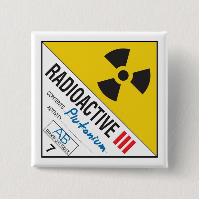 Radioactive - Plutonium 15 Cm Square Badge (Front)