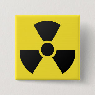 Radioactive radiation nuclear atomic symbol 15 cm square badge