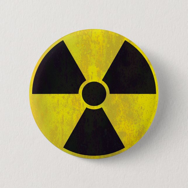 Radioactive Warning Sign | Cool Grunge 6 Cm Round Badge (Front)
