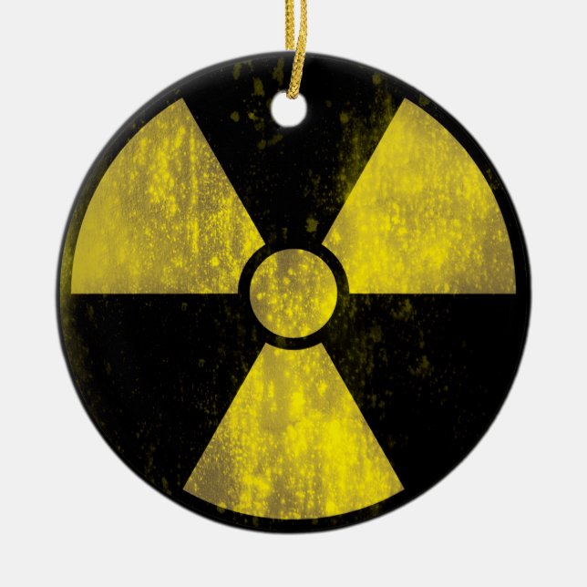 Radioactive Warning Sign | Cool Grunge Ceramic Tree Decoration (Front)