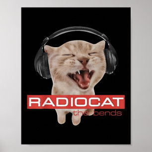 Radiocat The Bends Funny Music Cat Meme Cat Mum Ca Poster