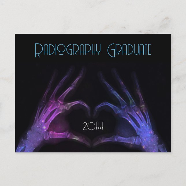 "Radiography Graduate"   Xray Heart Invitation Postcard (Front)