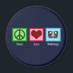 Radiologist Peace Love Radiology Chest X-Ray Tech Magnet<br><div class="desc">Peace Love Radiology. This cute radiologist gift features a peace sign,  heart,  and x-ray for an x-ray technician or radiologic technologist.</div>