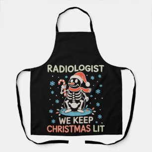 Radiologist We Keep Christmas List Snowman Skull Apron