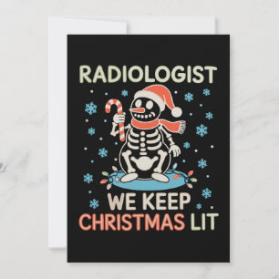 Radiologist We Keep Christmas List Snowman Skull Holiday Card