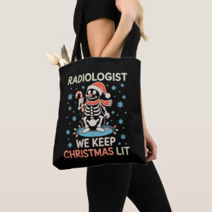 Radiologist We Keep Christmas List Snowman Skull Tote Bag