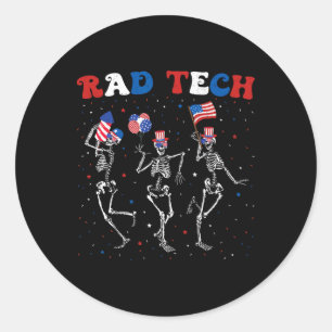 Radiology 4th Of July Rad Tech X-ray Tech Skeleton Classic Round Sticker