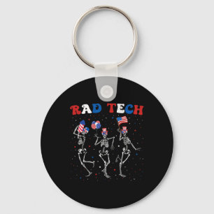 Radiology 4th Of July Rad Tech X-ray Tech Skeleton Key Ring