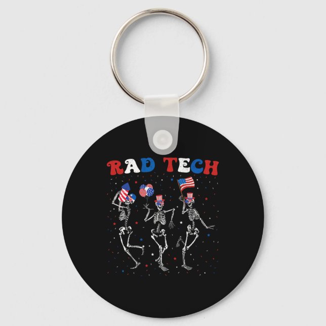 Radiology 4th Of July Rad Tech X-ray Tech Skeleton Key Ring (Front)