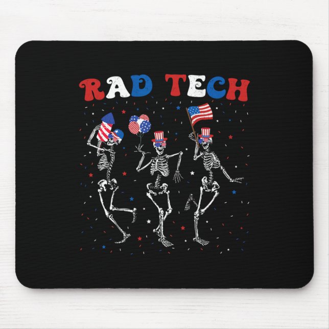Radiology 4th Of July Rad Tech X-ray Tech Skeleton Mouse Pad (Front)