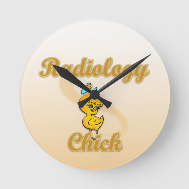 Radiology Chick Round Clock (Front)