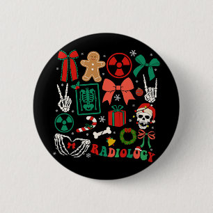 Radiology Christmas Rad Tech Coquette Bow X-ray Ra 6 Cm Round Badge