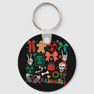 Radiology Christmas Rad Tech Coquette Bow X-ray Ra Key Ring
