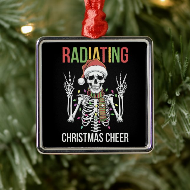 Radiology Christmas Santa Skeleton Xray Technician Metal Ornament (Tree)