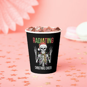 Radiology Christmas Santa Skeleton Xray Technician Paper Cups