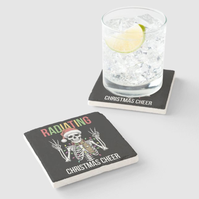 Radiology Christmas Santa Skeleton Xray Technician Stone Coaster (Side)