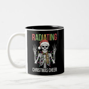 Radiology Christmas Santa Skeleton Xray Technician Two-Tone Coffee Mug