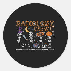 Radiology Crew Dancing Skeleton Funny Halloween Pa Classic Round Sticker