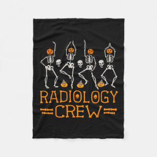Radiology Crew Dancing Skeleton Pumpkin Fun Hallow Fleece Blanket