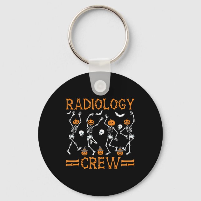 Radiology Crew Dancing Skeleton Pumpkin Funny Hall Key Ring (Front)
