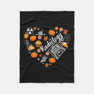 Radiology Fall Heart Xray Tech Autumn Pumpkin Than Fleece Blanket